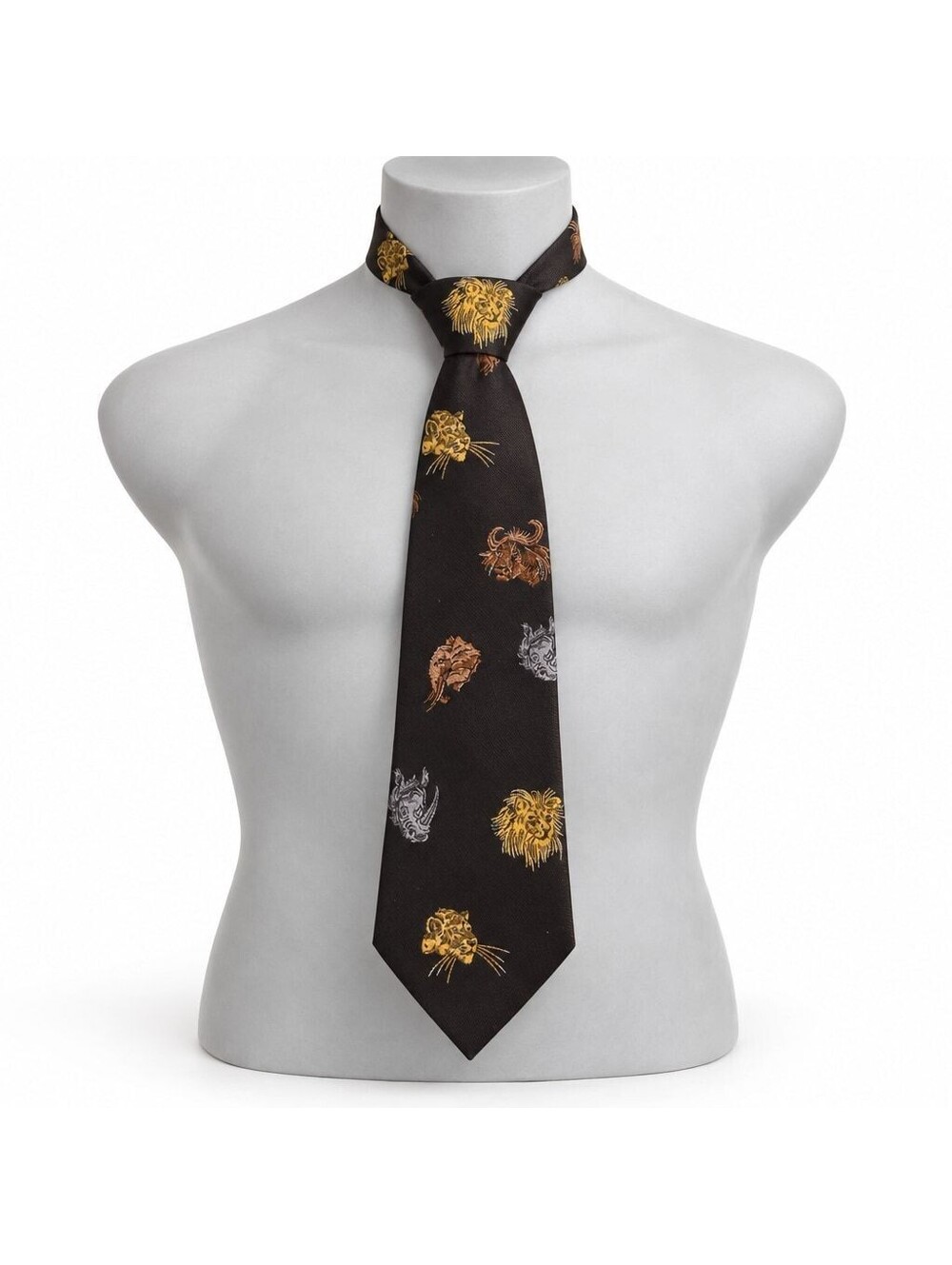 Vintage 1970s Commodore Trevira Tie Big Five African Animals Germany Woven